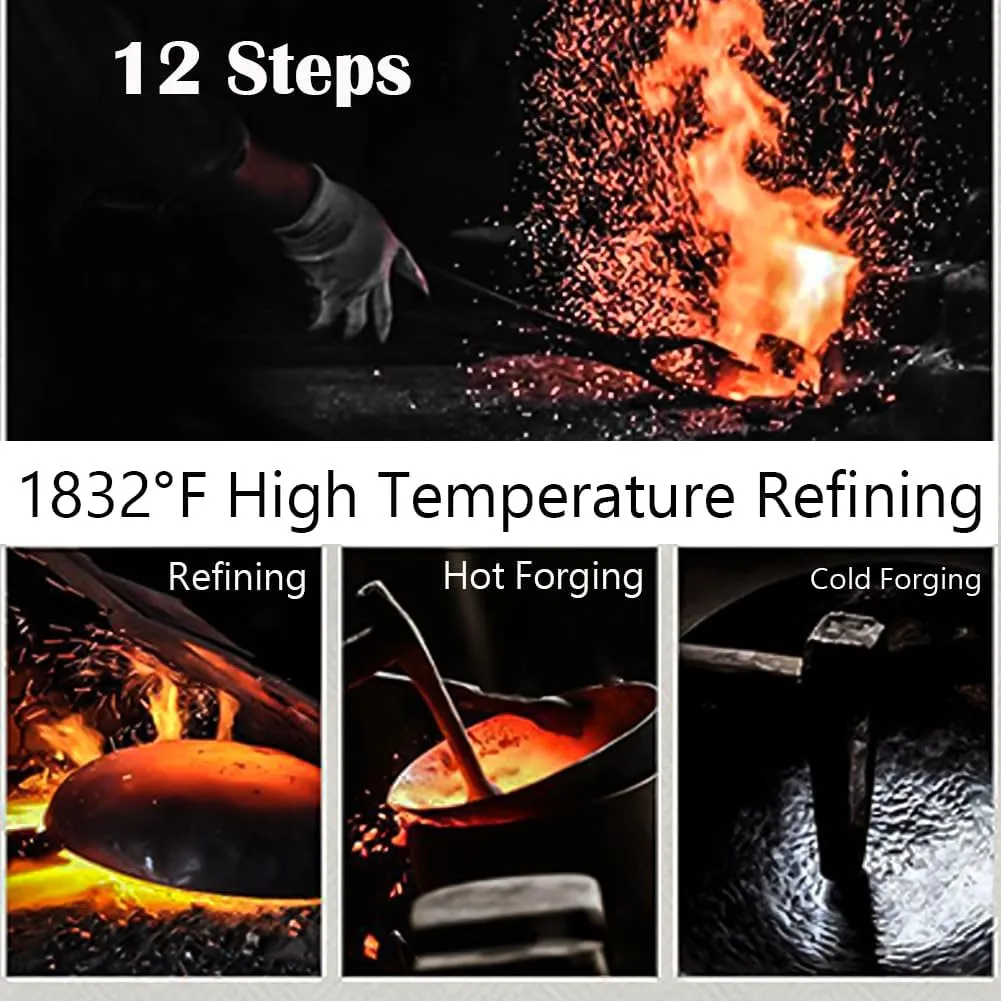 Suntuup Japanese Iron Pan, Uncoated Iron Pan with Anti-Scalding Wooden Handle, Suntup Frying Pans, Suntup Cooking Pot, Fry, Boil, Simmer, Stew, 4 in 1, for Cooker Gas (Hammer Pattern-A-9.45in)