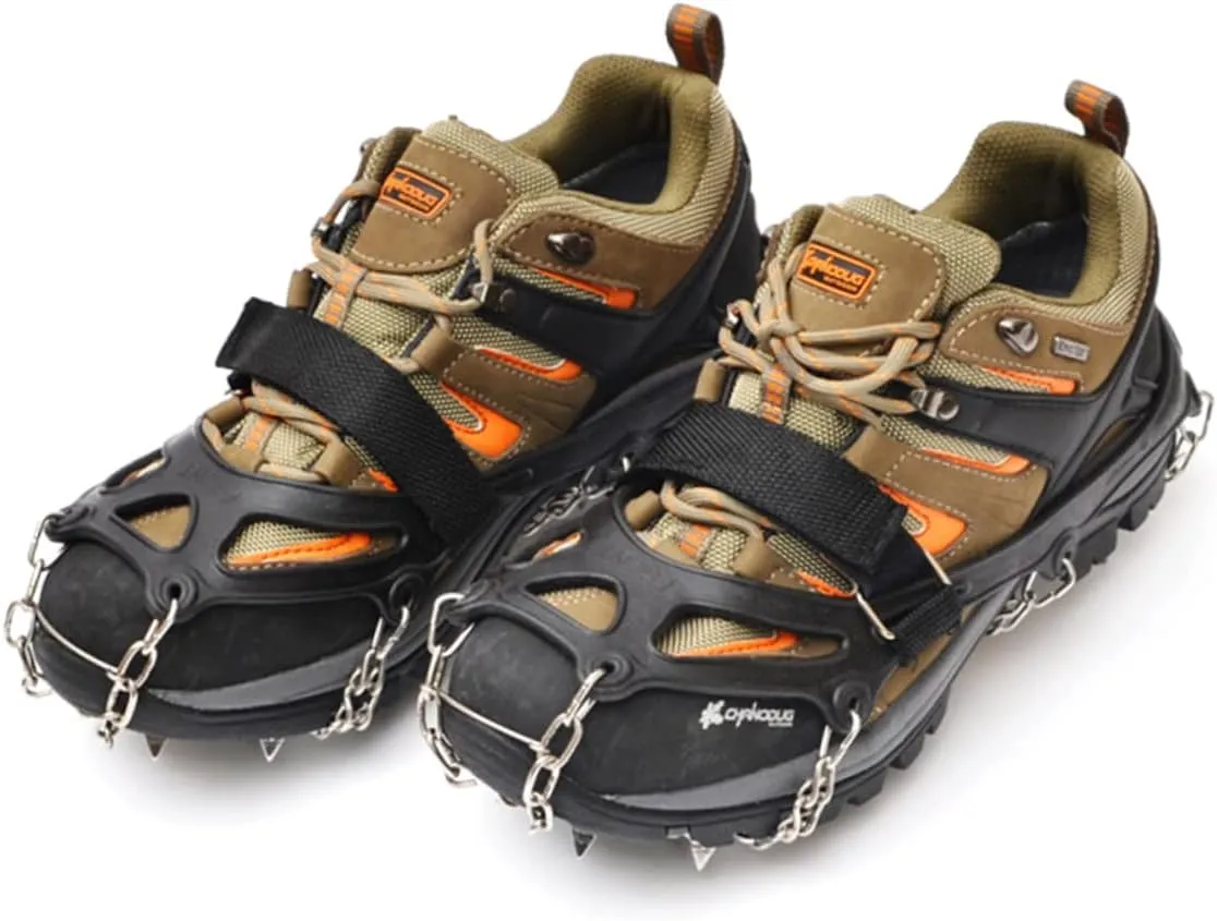 SUPVOX Climbing Gear 19 Tooth Anti-Slip Ice Grips Boot Spikes for Snow and Ice Mountaineering Equipment High-tracti