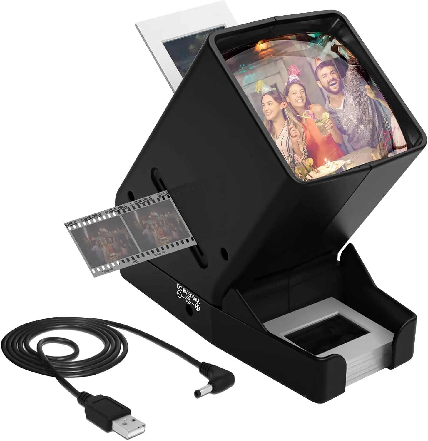 SV-3 35mm Slide & Film Viewer-Slide Viewer with 3X Magnification and LED-Lighted Viewing for 35mm Slides and Film Negatives,USB or Battery Powered.(Include USB Cable)