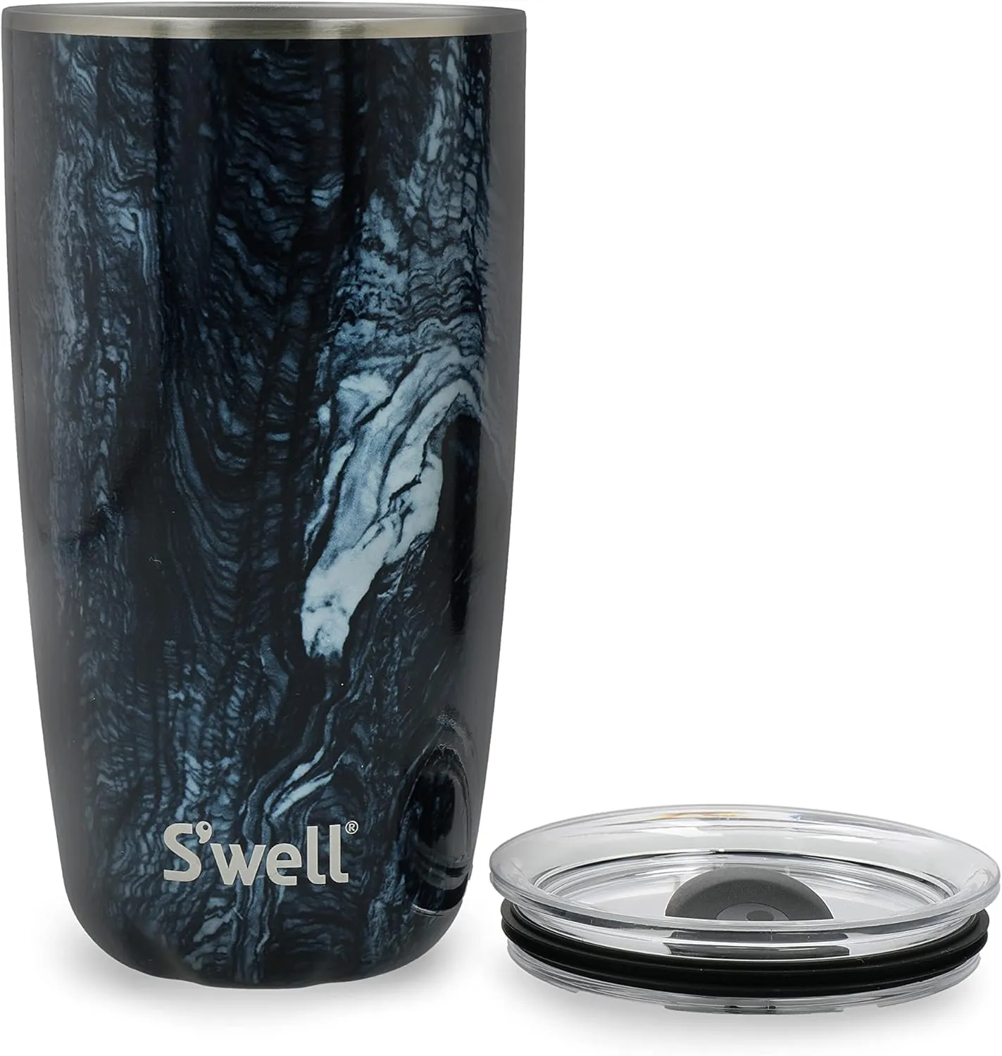 S'well Stainless Steel Tumbler with Slide-Open Lid, 18oz, Azurite Marble, Triple Layered Vacuum Insulated Containers Keeps Drinks Cold for 12 Hours and Hot for 4, BPA Free