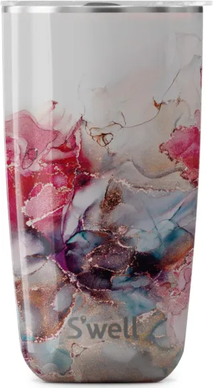 S'well Stainless Steel Tumbler with Slide-Open Lid, 18oz, Rose Marble, Triple Layered Vacuum Insulated Containers Keeps Drinks Cold for 12 Hours and Hot for 4, BPA Free