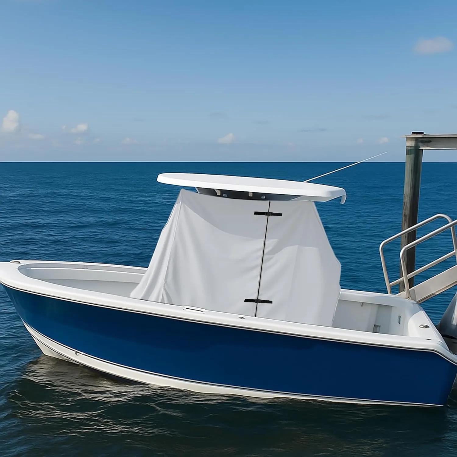 T-Top Center Console Boat Cover, Heavy Duty 600D Waterproof T Top Console Cover with Motor Cover, UV Resistant Polyester T-Top Boat Cover, Gray(69" L x 47" W x 72" H)