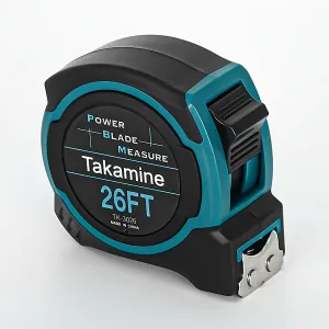 Takamine Tape Measure Professional 26 Feet, 1/8 Fraction Easy Read Retractable Measuring Tape, with Magnetic Hook, Manual Lock, Rubber casing, Suitable for Engineers/Surveyors/Carpenters/Construction