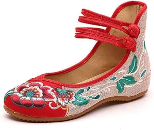 TangDao Women's Casual Flat Chinese Embroidered Floral Cheongsam Walking Mary Jane Ballet Shoes for Women