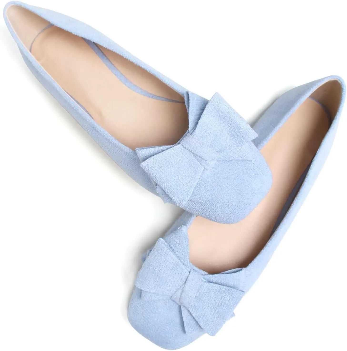 TANGNEST Women Cute Bowknot Flats Soft Slip On Dress Comfort Square Toe Flats
