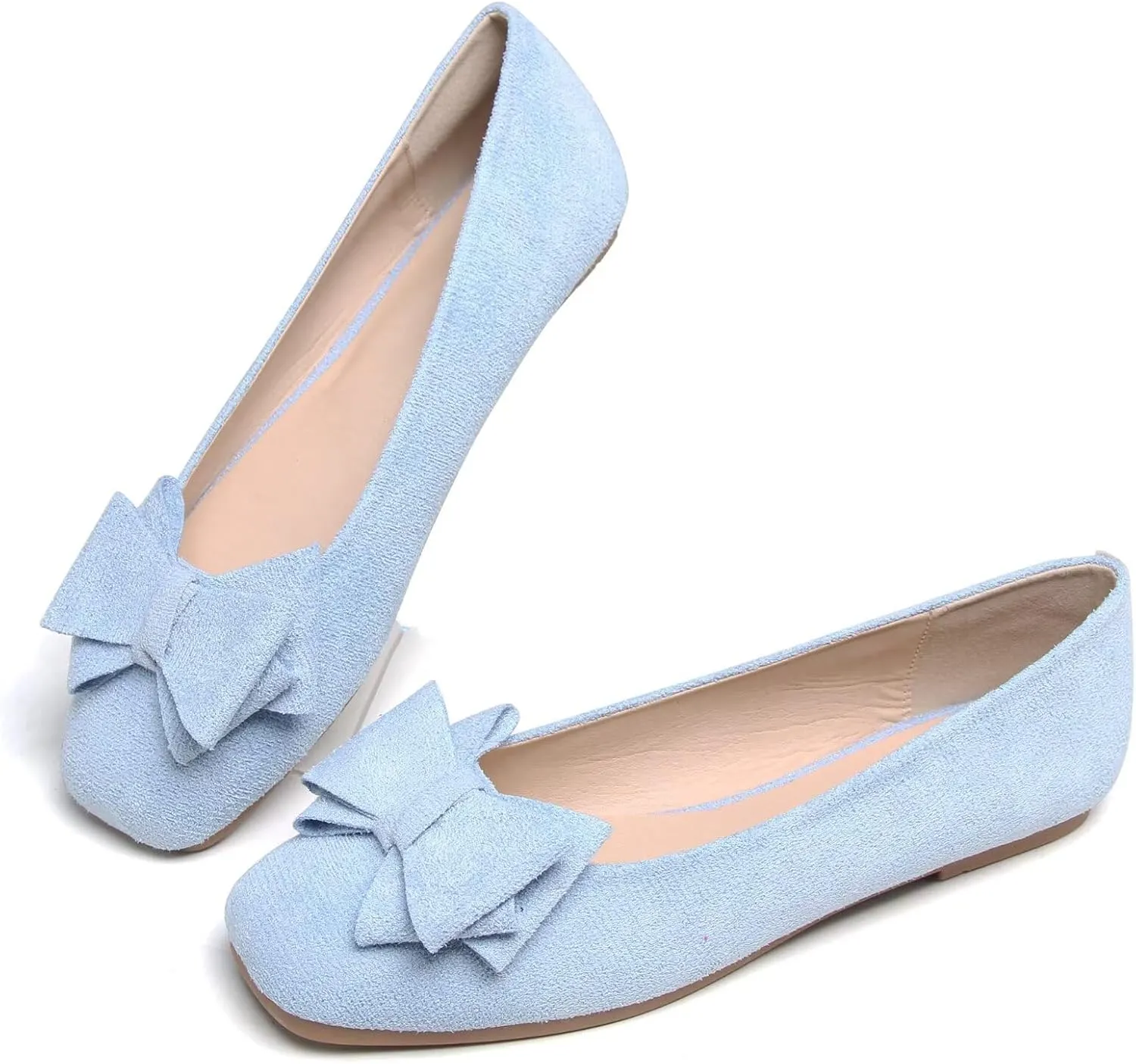 TANGNEST Women Cute Bowknot Flats Soft Slip On Dress Comfort Square Toe Flats