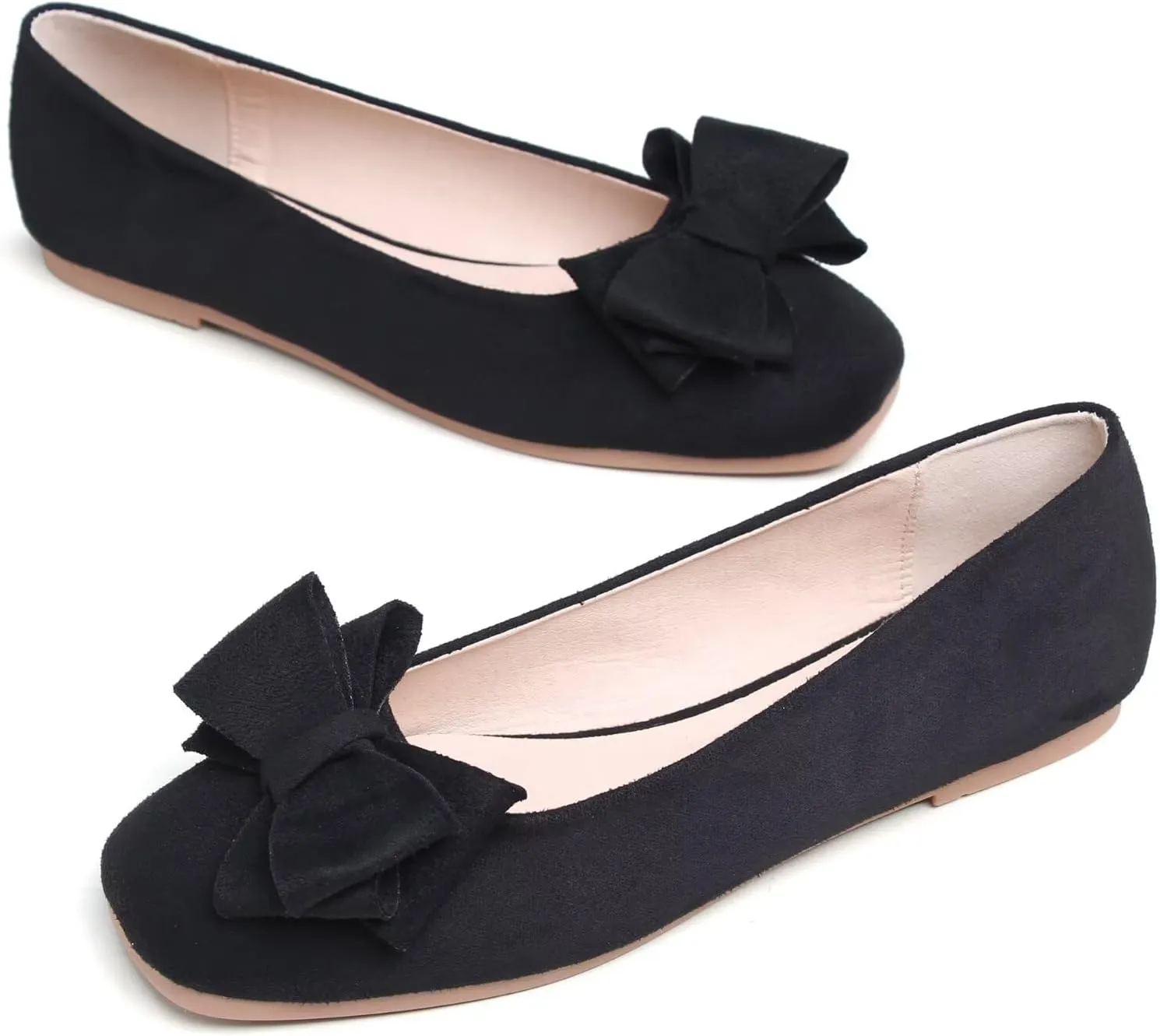 TANGNEST Women Cute Bowknot Flats Soft Slip On Dress Comfort Square Toe Flats