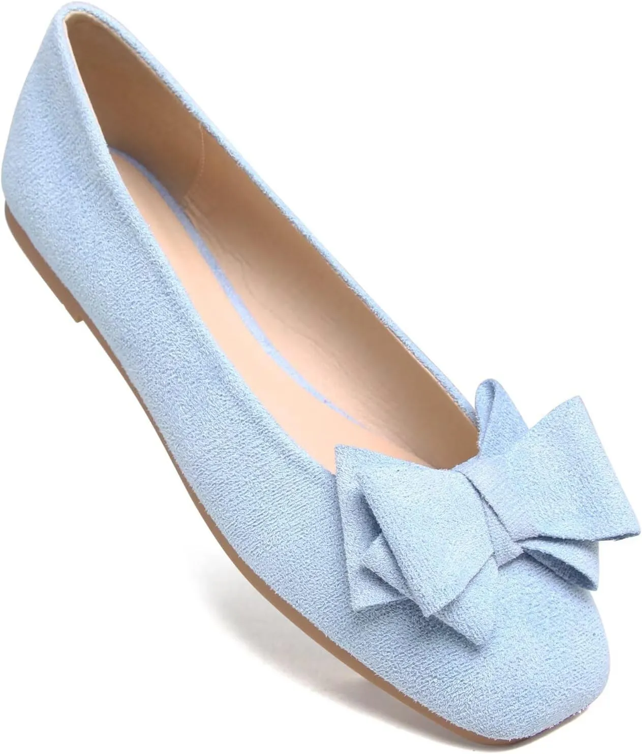 TANGNEST Women Cute Bowknot Flats Soft Slip On Dress Comfort Square Toe Flats