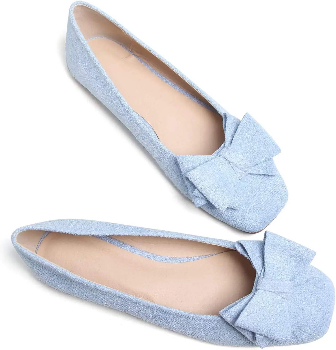 TANGNEST Women Cute Bowknot Flats Soft Slip On Dress Comfort Square Toe Flats