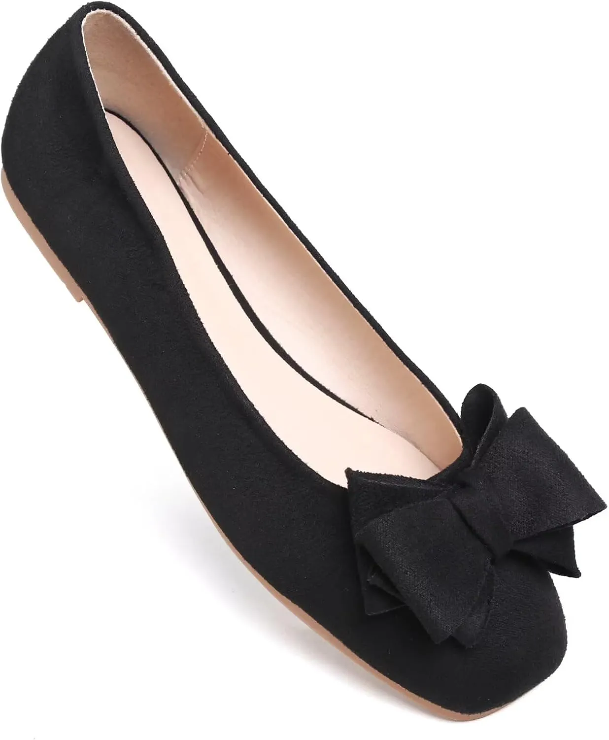 TANGNEST Women Cute Bowknot Flats Soft Slip On Dress Comfort Square Toe Flats