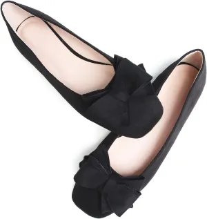 TANGNEST Women Cute Bowknot Flats Soft Slip On Dress Comfort Square Toe Flats