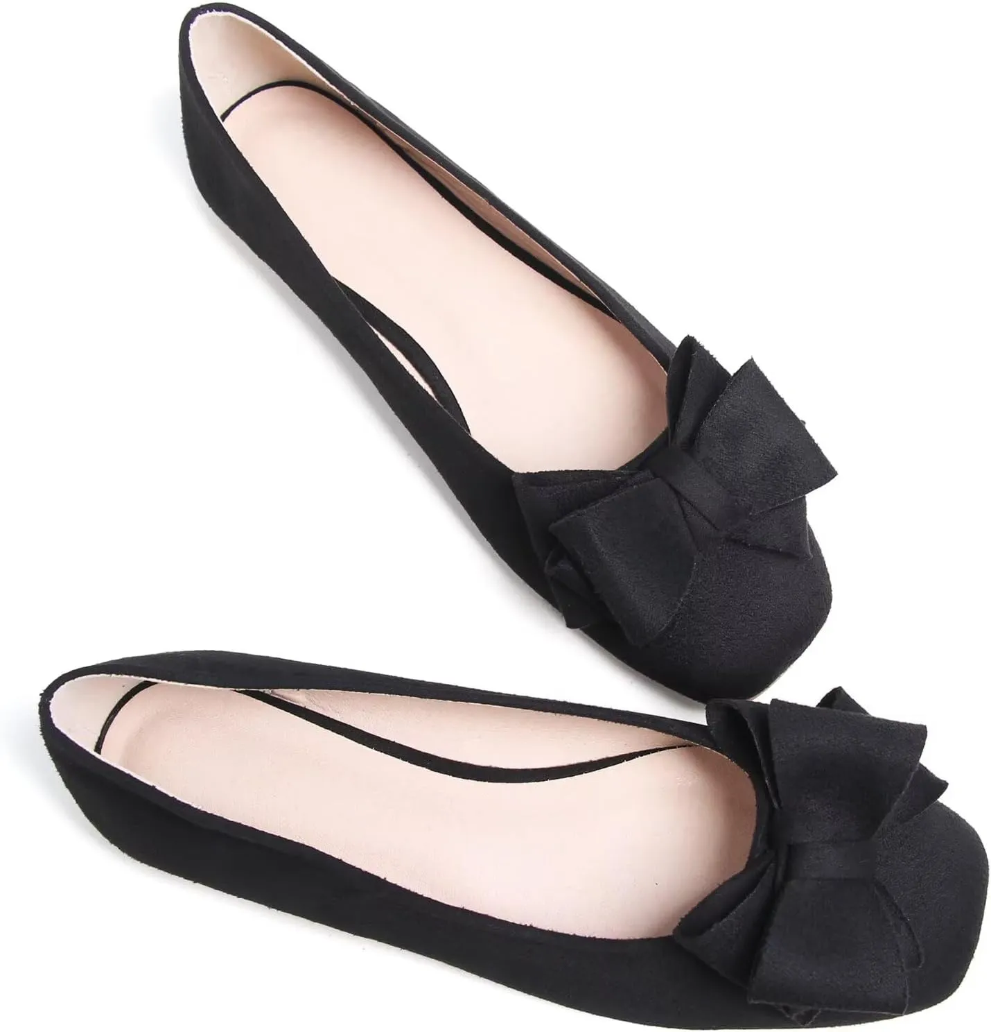 TANGNEST Women Cute Bowknot Flats Soft Slip On Dress Comfort Square Toe Flats