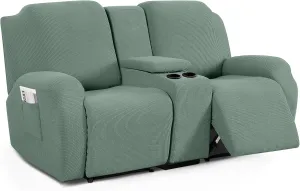 TAOCOCO Recliner Loveseat Cover with Middle Console Sofa slipcover, Stretch Reclining Sofa Covers for 2 Seat Reclining Couch, Jacquard Pattern Soft Loveseat Slipcover Furniture Protector, Sage Green