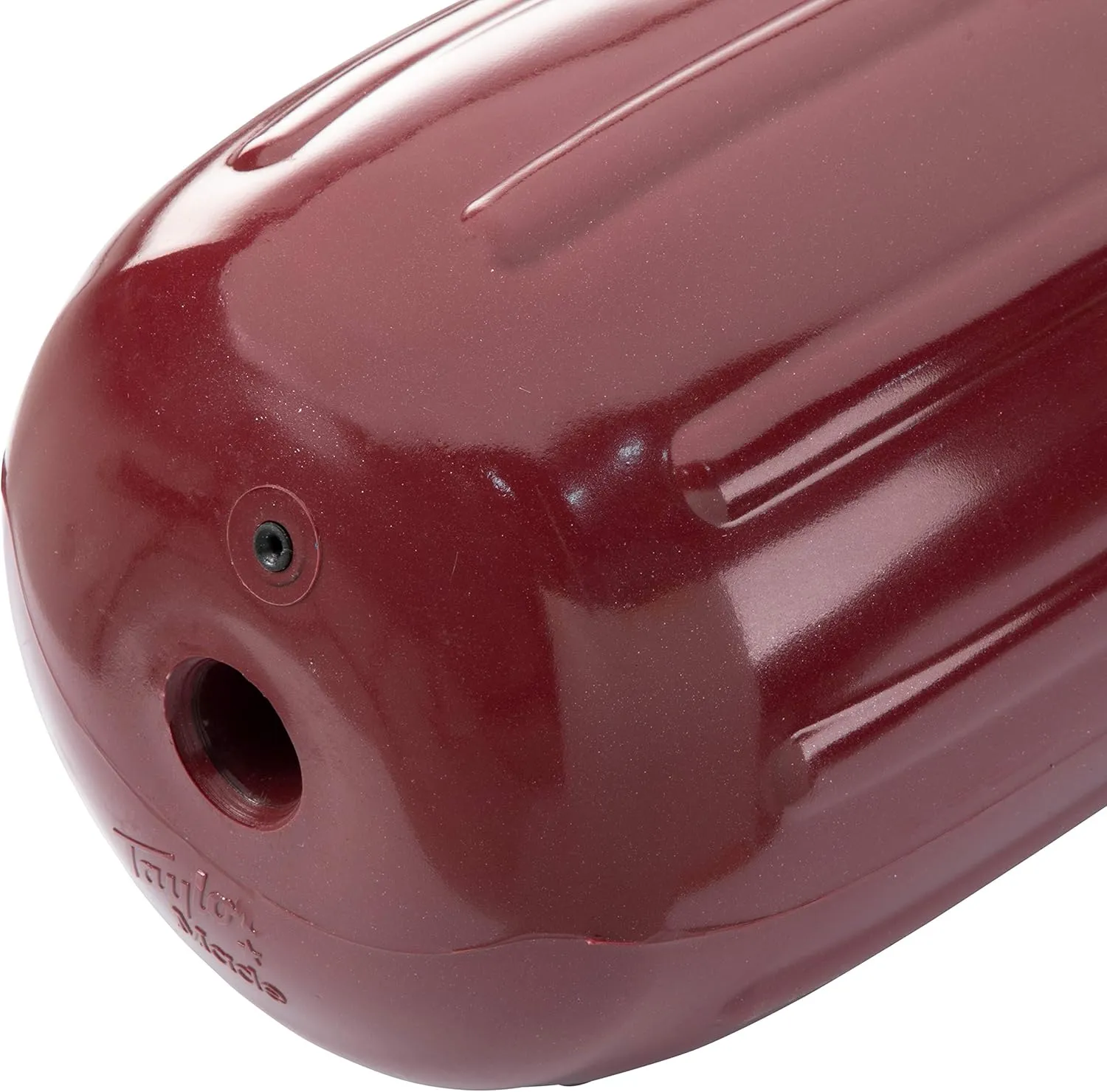 Taylor Made Big B Inflatable Boat Fender, Burgundy (8" x 20") End-to-End Line Passage Fits 5/8" Rope, Hangs Horizontally or Vertically, Ribbed Technology, Needle Valve, Marine-Grade Vinyl - 531026