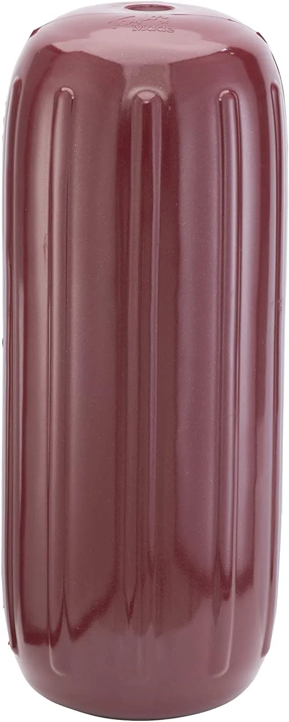 Taylor Made Big B Inflatable Boat Fender, Burgundy (8" x 20") End-to-End Line Passage Fits 5/8" Rope, Hangs Horizontally or Vertically, Ribbed Technology, Needle Valve, Marine-Grade Vinyl - 531026