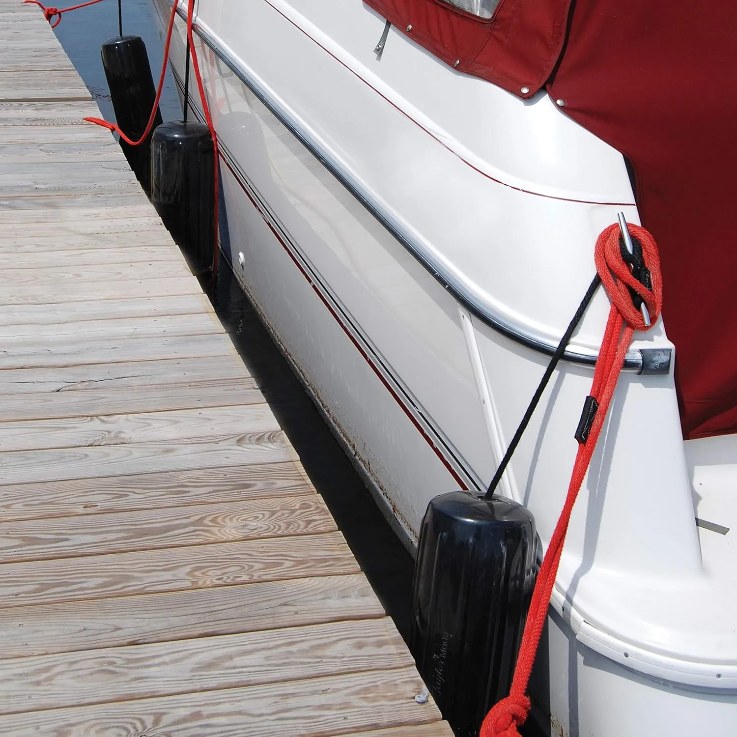Taylor Made Big B Inflatable Boat Fender, Captain's Navy (10" x 26") End-to-End Line Passage Fits 5/8" Rope, Hangs Horizontally or Vertically, Ribbed, Needle Valve, Marine-Grade Vinyl - 571032