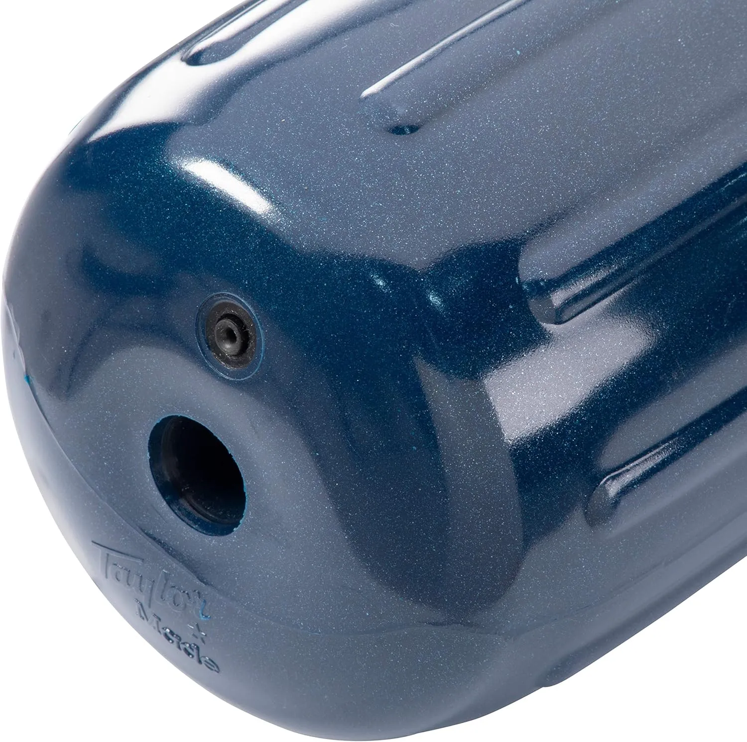 Taylor Made Big B Inflatable Boat Fender, Captain's Navy (10" x 26") End-to-End Line Passage Fits 5/8" Rope, Hangs Horizontally or Vertically, Ribbed, Needle Valve, Marine-Grade Vinyl - 571032
