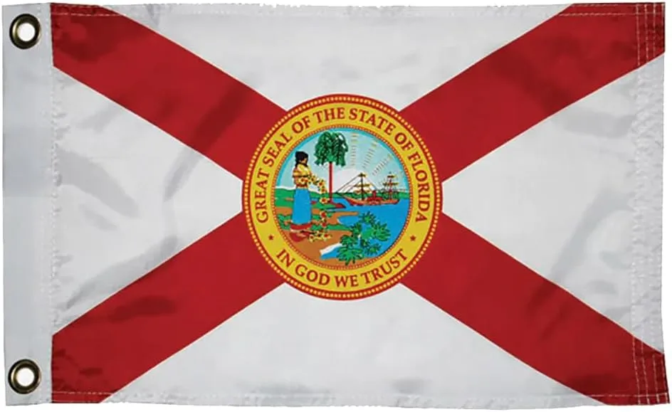 TAYLOR MADE PRODUCTS Florida State Flag - (12" x 18") — Show Off Your Florida State Pride —Screen-Printed Design — Nylon Construction - Brass Grommets - Water Repellent — 2020109233