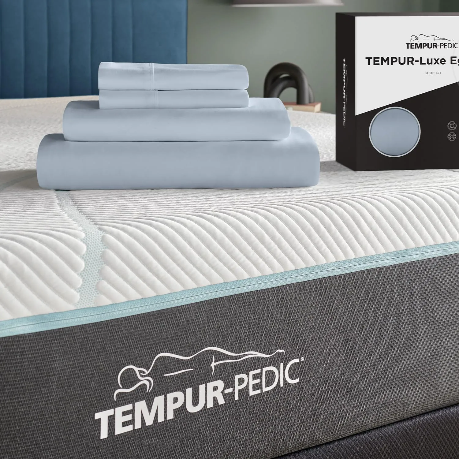 TEMPUR Luxe Egyptian Cotton Sheet Set Sleepy Blue - Twin