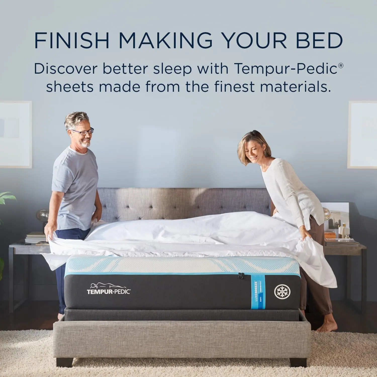TEMPUR Luxe Egyptian Cotton Sheet Set Sleepy Blue - Twin
