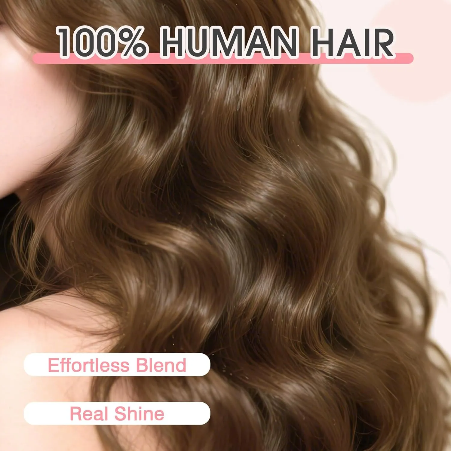 TESS Real Hair Toppers for Women Handmade Lace Base Womens Clip In Hairpieces with Bangs 5 Clips Natural Coverage Soft and Secure 2×6", Medium Brown