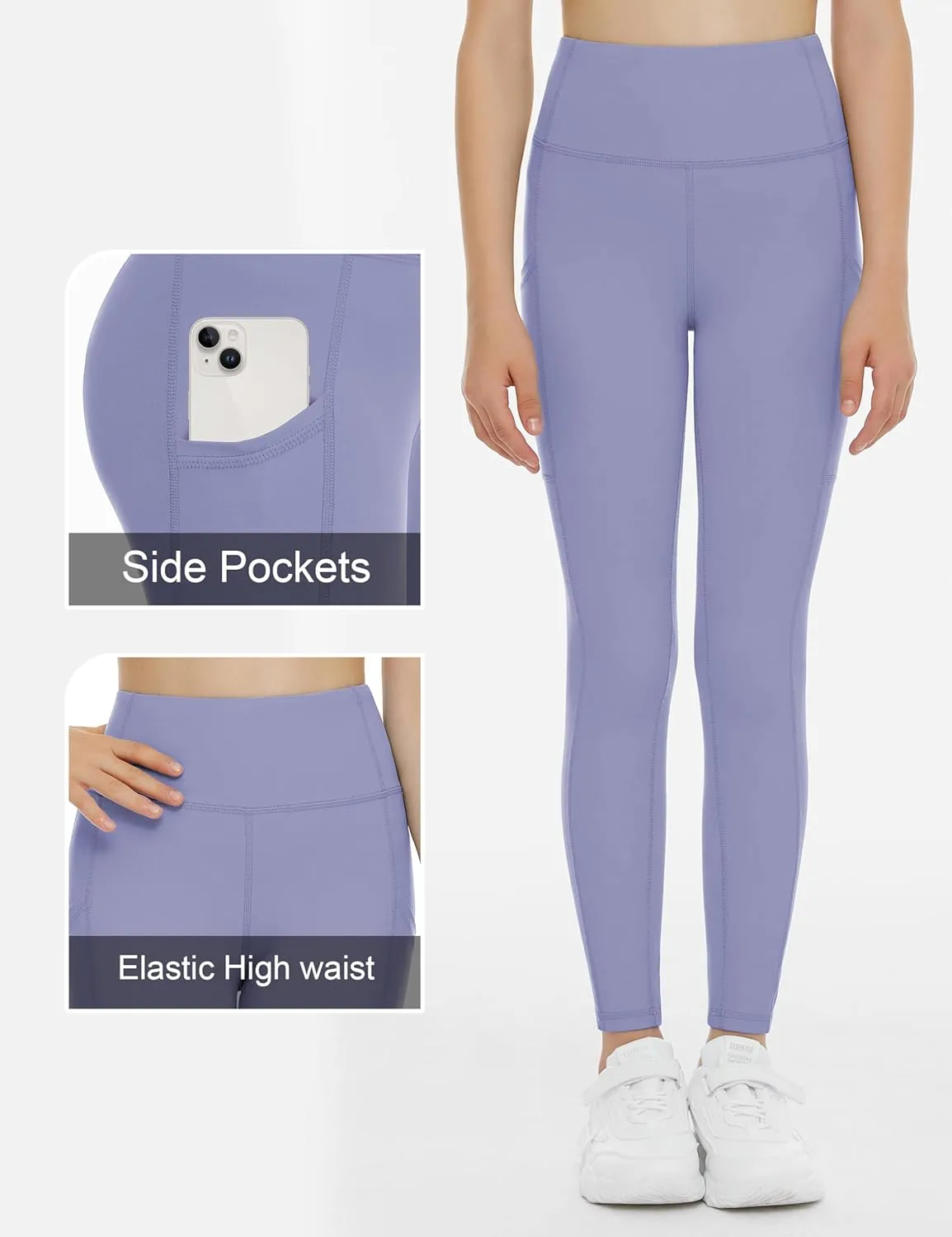 THE GYM PEOPLE Girls Workout Leggings Kids High Waist Stretch Athletic Dance Yoga Pants with Pockets