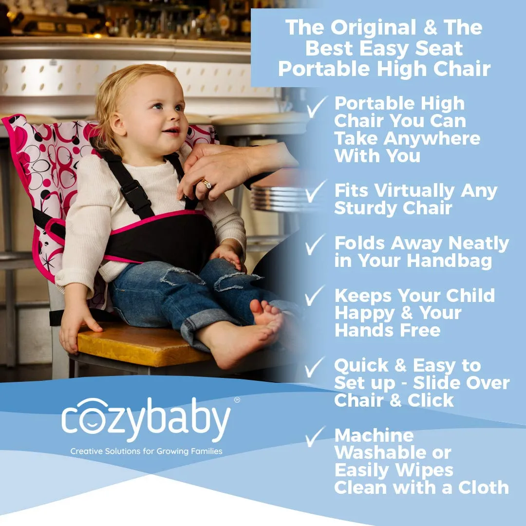 The Original Easy Seat Portable Safety Harness Chair Accessory (Charcoal w/Yellow) - Quick, Easy Cloth Portable High Chair for Travel, Fits in Your Hand Bag as a Convenient Baby Travel Accessory
