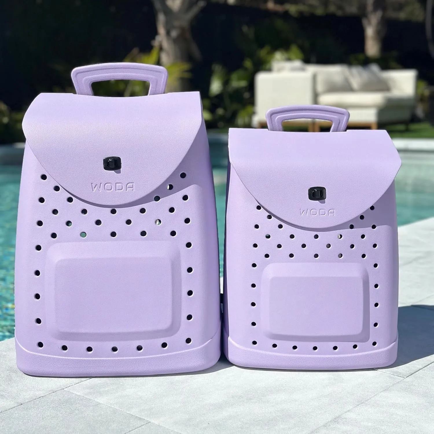 The Ultimate EVA Backpack | Washable, Lightweight and Durable | Zipper Pocket Dry Bag, For Beach, Pool, & Boat (Lavender Haze, Mini Woda Bag)