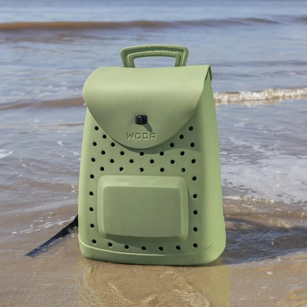 The Ultimate EVA Backpack | Washable, Lightweight and Durable | Zipper Pocket Dry Bag, For Beach, Pool, & Boat (Palmetto Green, Original Woda Bag)