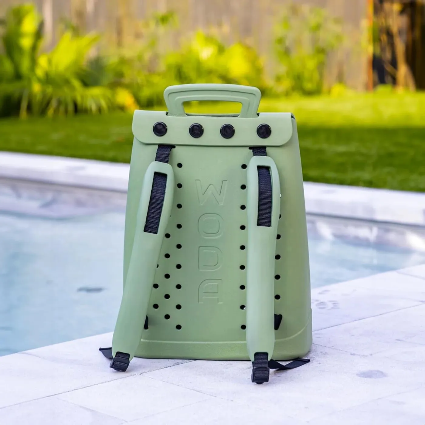 The Ultimate EVA Backpack | Washable, Lightweight and Durable | Zipper Pocket Dry Bag, For Beach, Pool, & Boat (Palmetto Green, Original Woda Bag)