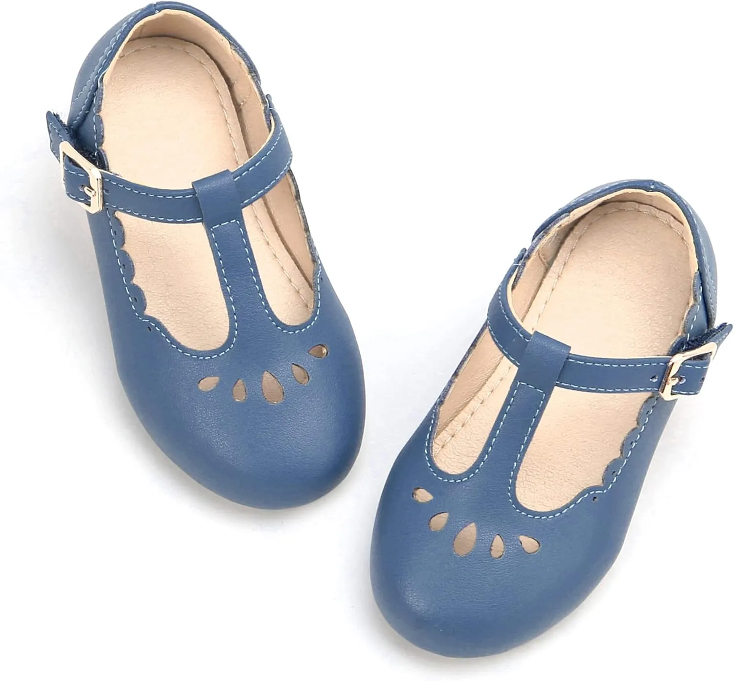 THEE BRON Girl's T-Strap Flats Toddler/Little Kid Ballet Mary Jane Party Dress Shoes