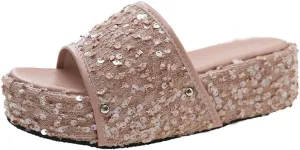 Thick Sole Toe Flip Flops for Women's Versatile Soft Sole with Diamond Sandals(38)