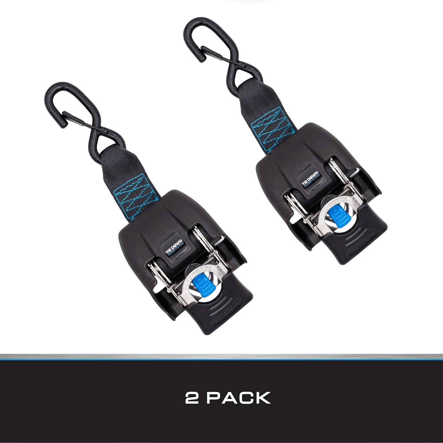 Tie Down 2 in. x 43 in. Stainless Steel Retractable Boat Transom Strap - 1800 lb. Breaking Load Limit / 600 lb. Working Load Limit (2-Pack)
