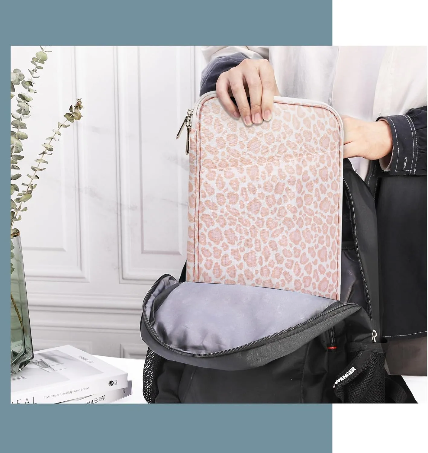 TiMOVO 9-11" Tablet Sleeve for iPad 11-inch A16 2025, iPad 10th Gen. 10.9", iPad 10.2", iPad Air 11 Inch/5th/4th Gen. 10.9", Galaxy Tab A9 Plus 11", Protective Bag with Pocket, Pink Leopard