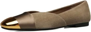 TinaCus Soft Suede Leather Handmade Cap Toe Women's Slip On Comfortable Flat Shoes
