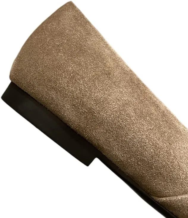 TinaCus Soft Suede Leather Handmade Cap Toe Women's Slip On Comfortable Flat Shoes