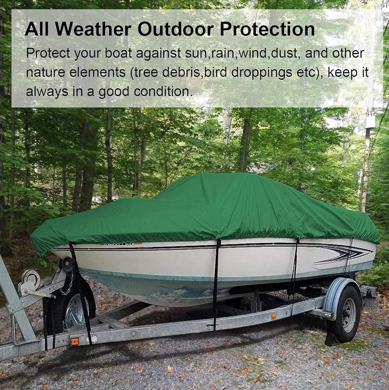 TIST V-Shaped Waterproof Boat Cover Heavy Duty Waterproof Boat Cover Tear-Resistant Canvas for V-Hulls, Tri-Hulls Bass Boats, Fishing Boats & Ski Boats Hull Protectors(14 * 16ft)