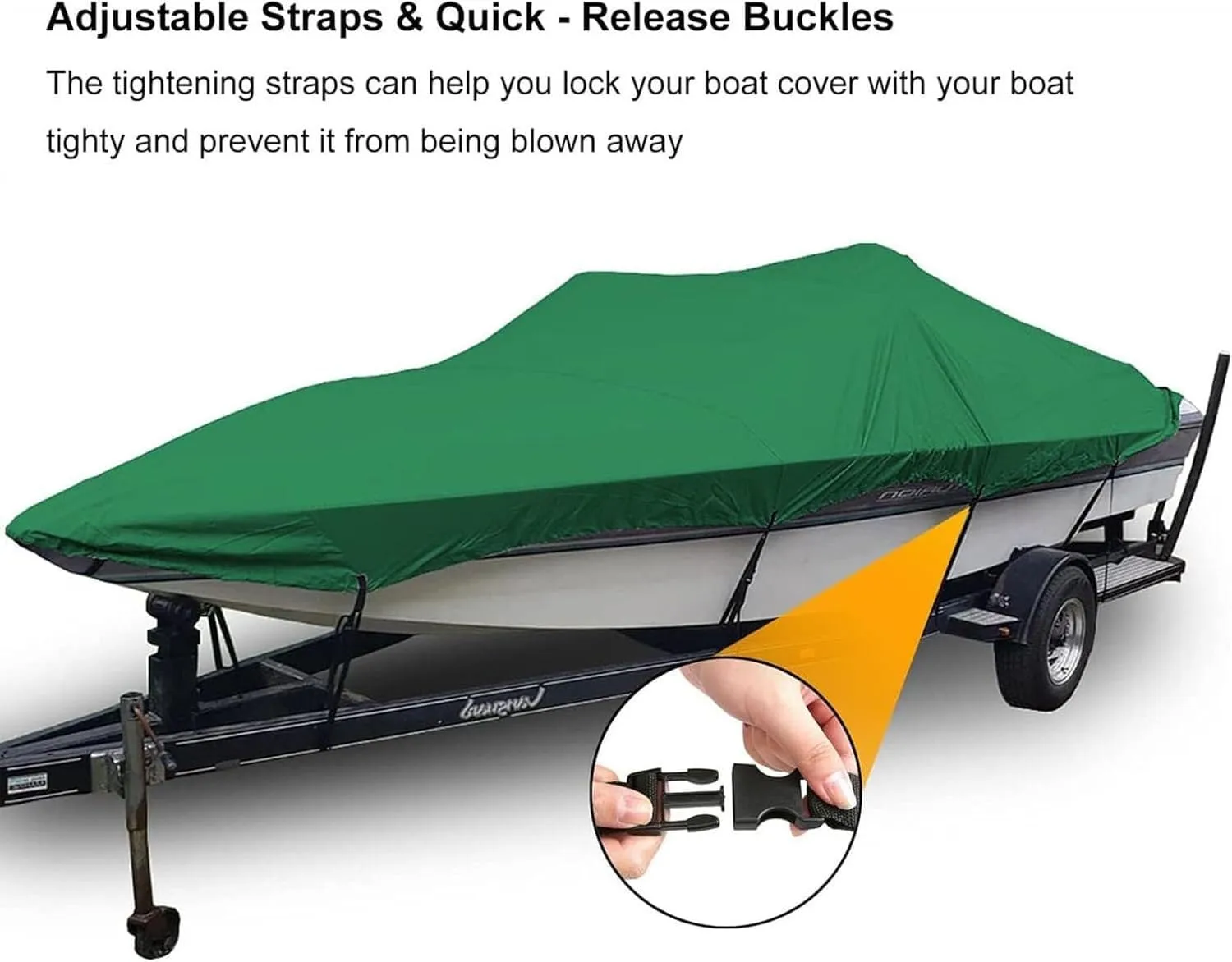 TIST V-Shaped Waterproof Boat Cover Heavy Duty Waterproof Boat Cover Tear-Resistant Canvas for V-Hulls, Tri-Hulls Bass Boats, Fishing Boats & Ski Boats Hull Protectors(14 * 16ft)
