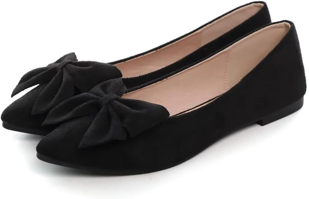 TN TANGNEST Women Classical Bowknot Flats Comfort Slip-on Pointed Toe Dress Shoes Walking Flats