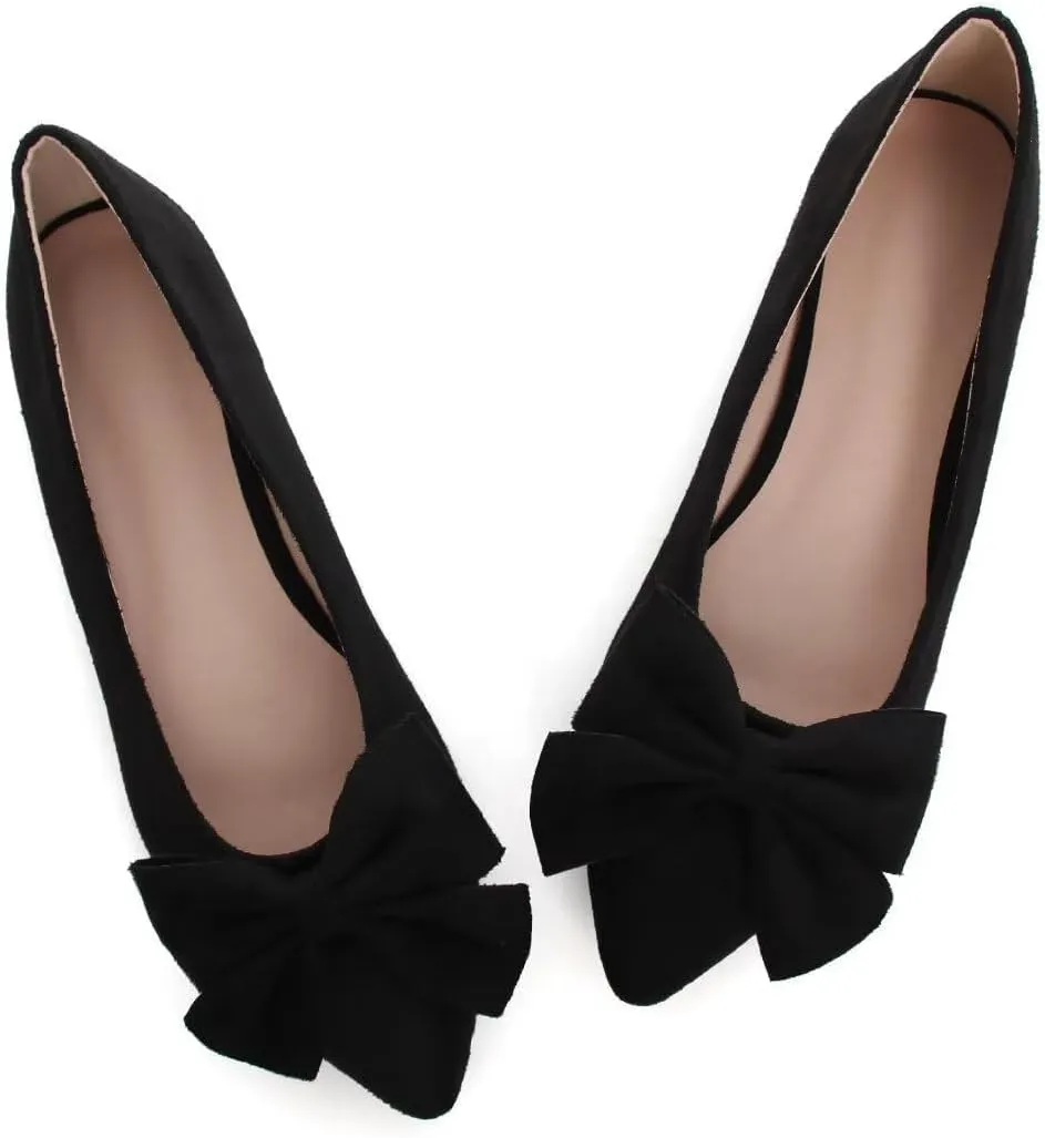TN TANGNEST Women Classical Bowknot Flats Comfort Slip-on Pointed Toe Dress Shoes Walking Flats