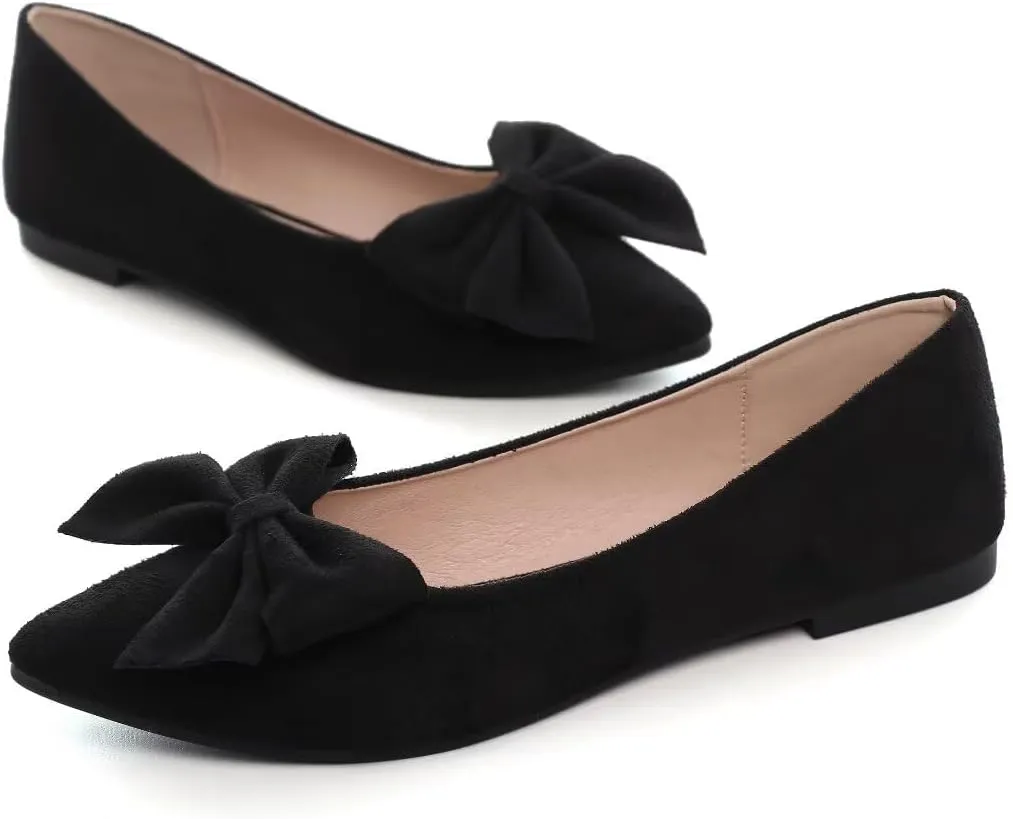 TN TANGNEST Women Classical Bowknot Flats Comfort Slip-on Pointed Toe Dress Shoes Walking Flats