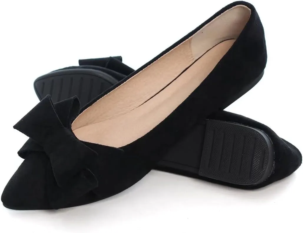 TN TANGNEST Women Fashion Bowknot Flats Comfort Pointed Toe Dress Shoes