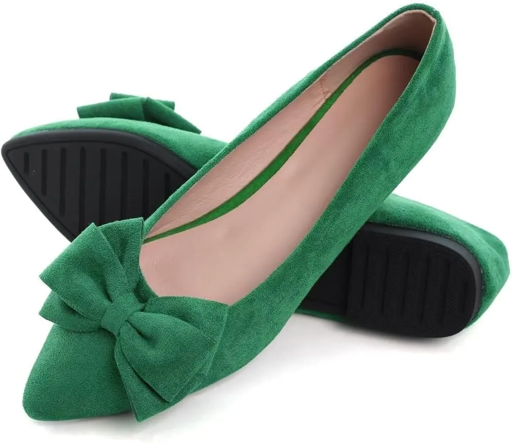TN TANGNEST Women Fashion Bowknot Flats Comfort Pointed Toe Dress Shoes