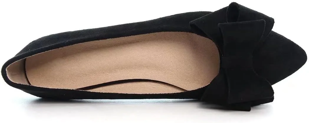 TN TANGNEST Women Fashion Bowknot Flats Comfort Pointed Toe Dress Shoes