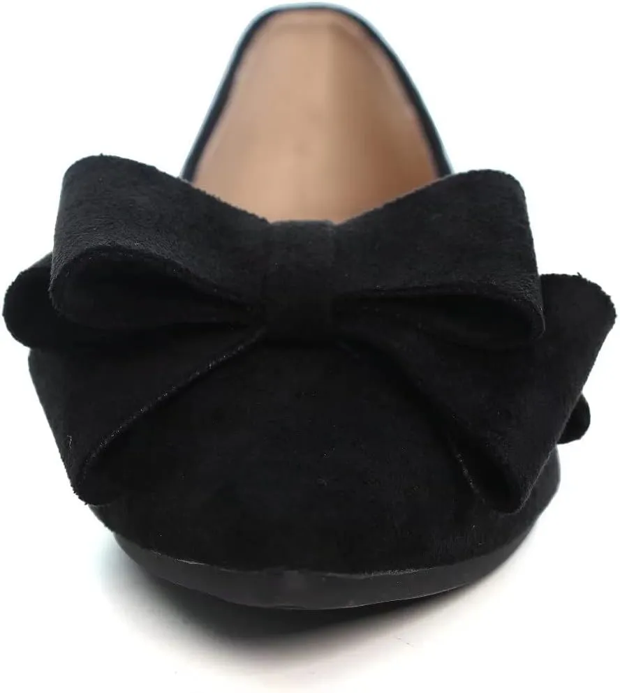 TN TANGNEST Women Fashion Bowknot Flats Comfort Pointed Toe Dress Shoes