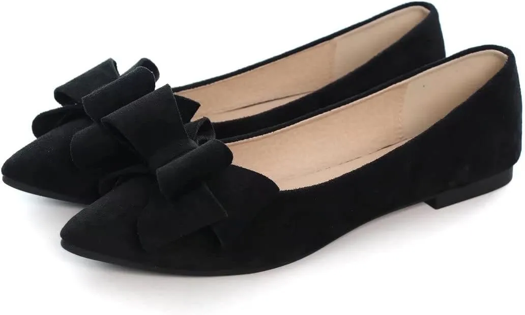 TN TANGNEST Women Fashion Bowknot Flats Comfort Pointed Toe Dress Shoes