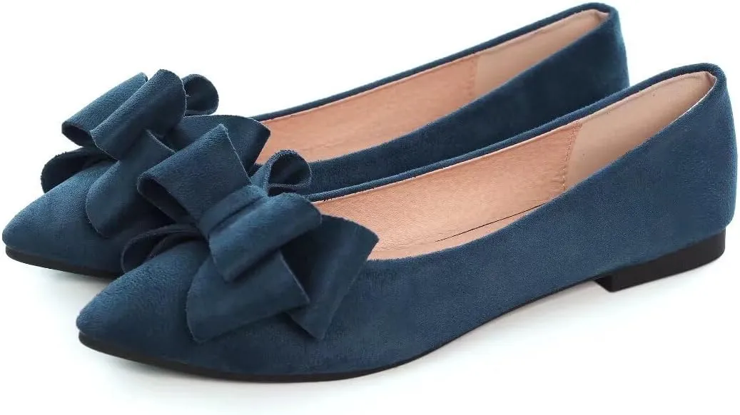 TN TANGNEST Women Fashion Bowknot Flats Comfort Pointed Toe Dress Shoes