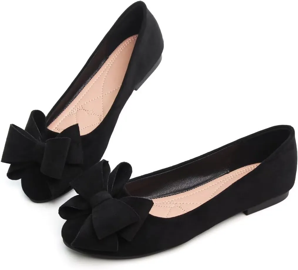 TN TANGNEST Women Fashion Bowknot Flats Comfort Pointed Toe Dress Shoes