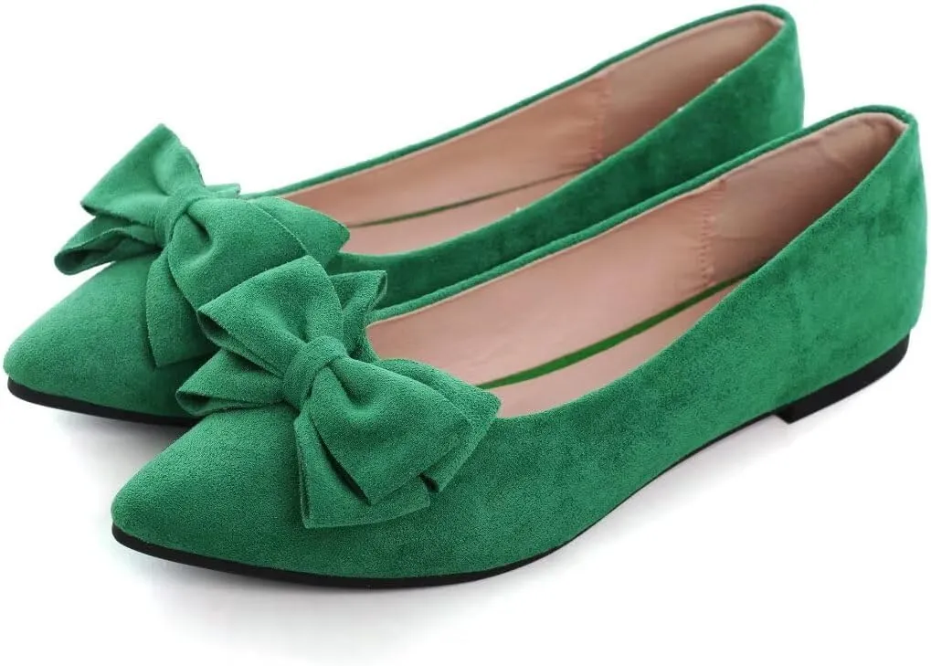 TN TANGNEST Women Fashion Bowknot Flats Comfort Pointed Toe Dress Shoes