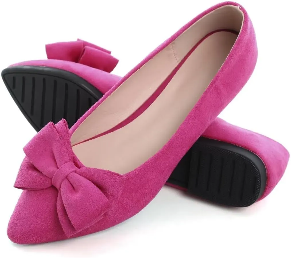 TN TANGNEST Women Fashion Bowknot Flats Comfort Pointed Toe Dress Shoes